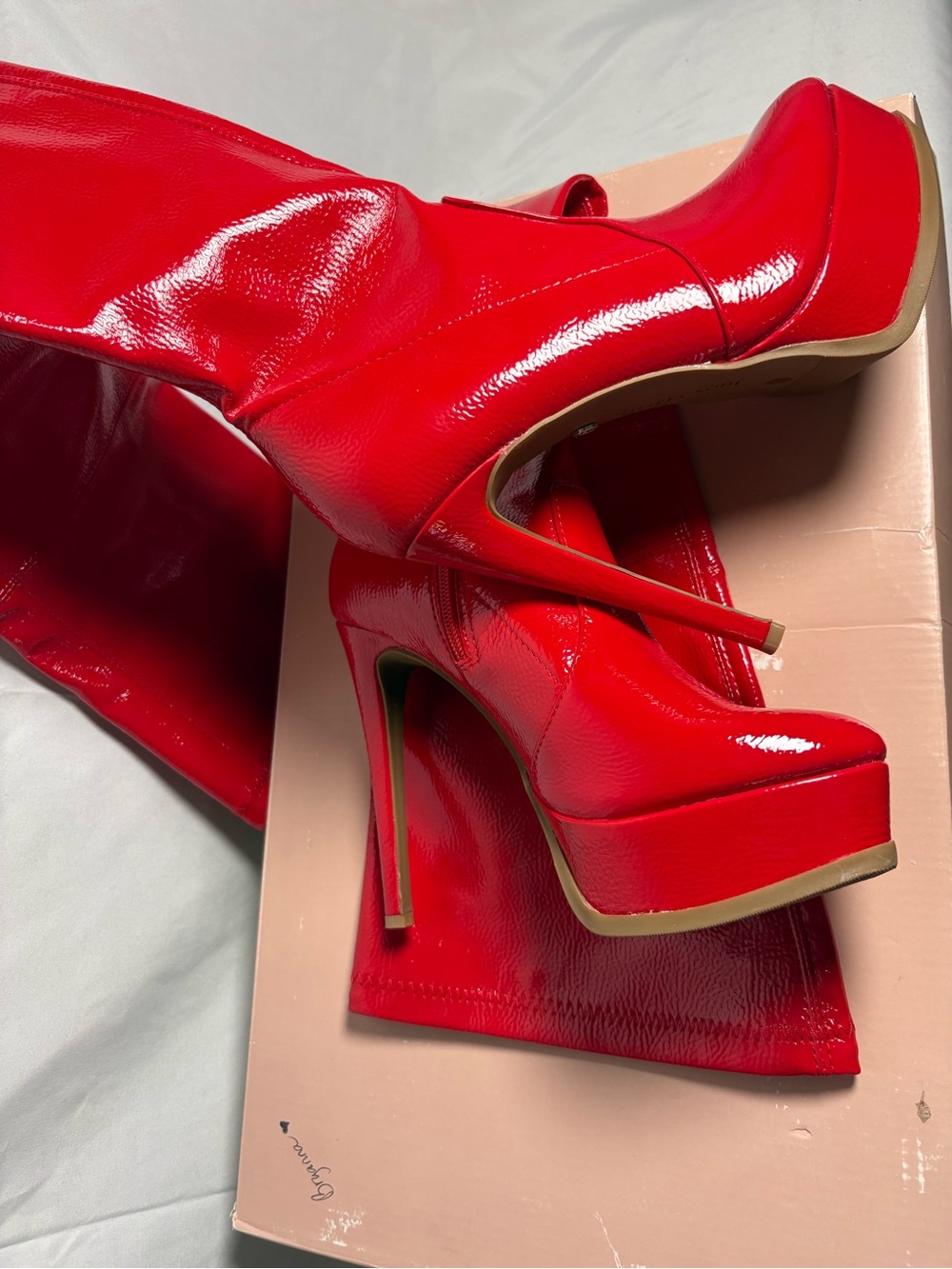 New Thalia Sodi Red Patent Over-the-Knee Heeled Boots size 7.5M - Picture 4 of 8